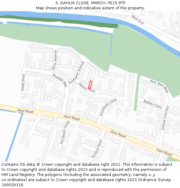 5, DAHLIA CLOSE, MARCH, PE15 9TP: Location map and indicative extent of plot