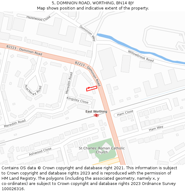 5, DOMINION ROAD, WORTHING, BN14 8JY: Location map and indicative extent of plot