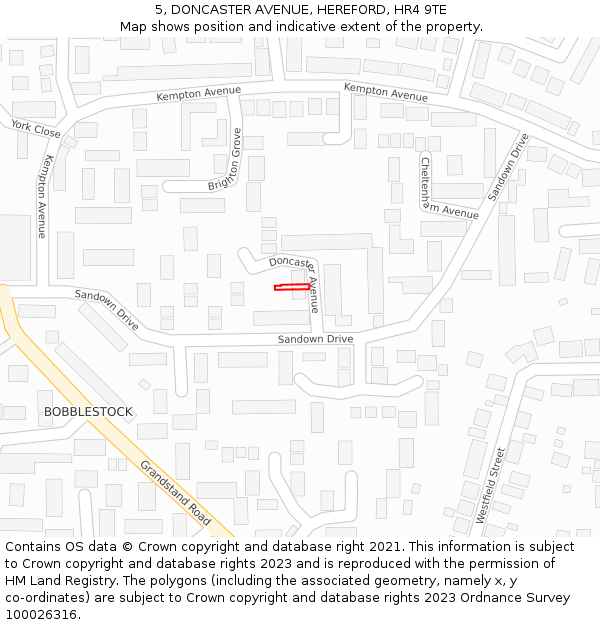 5, DONCASTER AVENUE, HEREFORD, HR4 9TE: Location map and indicative extent of plot