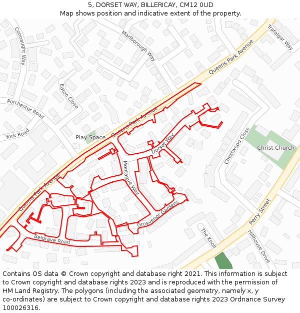 5, DORSET WAY, BILLERICAY, CM12 0UD: Location map and indicative extent of plot