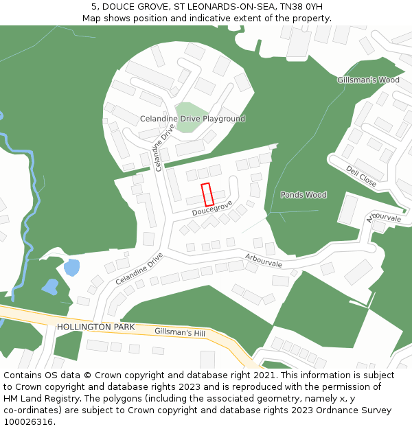 5, DOUCE GROVE, ST LEONARDS-ON-SEA, TN38 0YH: Location map and indicative extent of plot