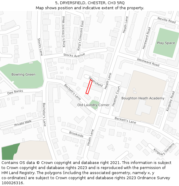5, DRYERSFIELD, CHESTER, CH3 5RQ: Location map and indicative extent of plot
