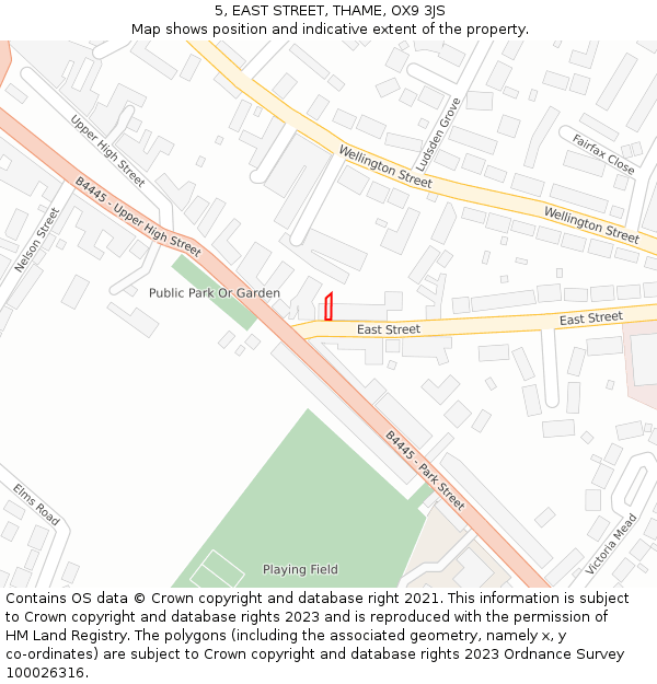 5, EAST STREET, THAME, OX9 3JS: Location map and indicative extent of plot