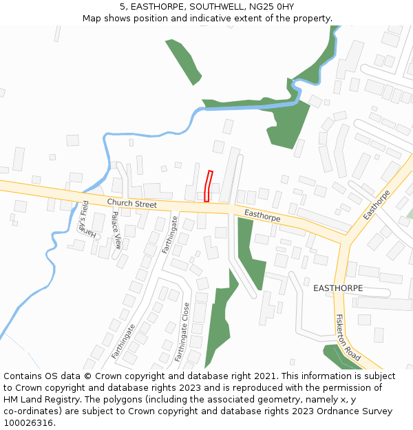 5, EASTHORPE, SOUTHWELL, NG25 0HY: Location map and indicative extent of plot