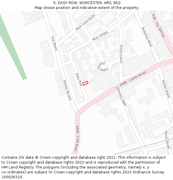 5, EASY ROW, WORCESTER, WR1 3EQ: Location map and indicative extent of plot