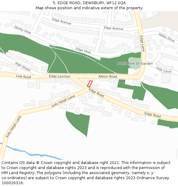 5, EDGE ROAD, DEWSBURY, WF12 0QA: Location map and indicative extent of plot