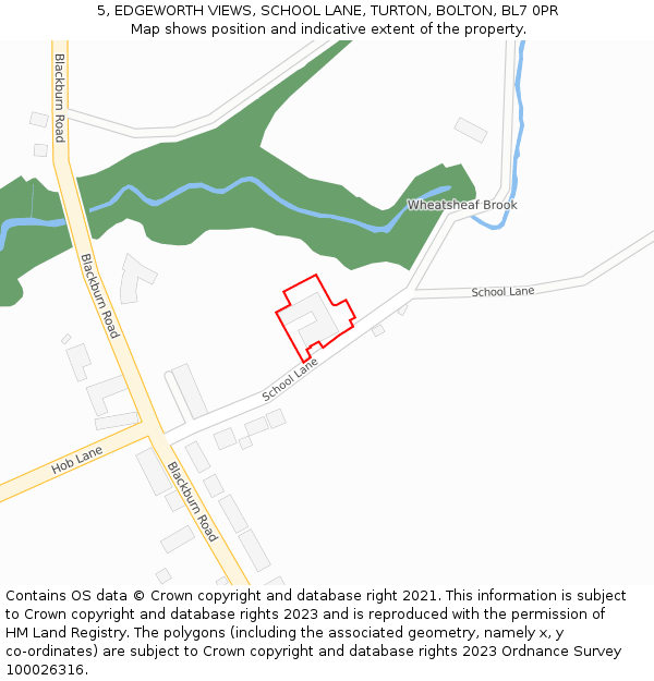 5, EDGEWORTH VIEWS, SCHOOL LANE, TURTON, BOLTON, BL7 0PR: Location map and indicative extent of plot