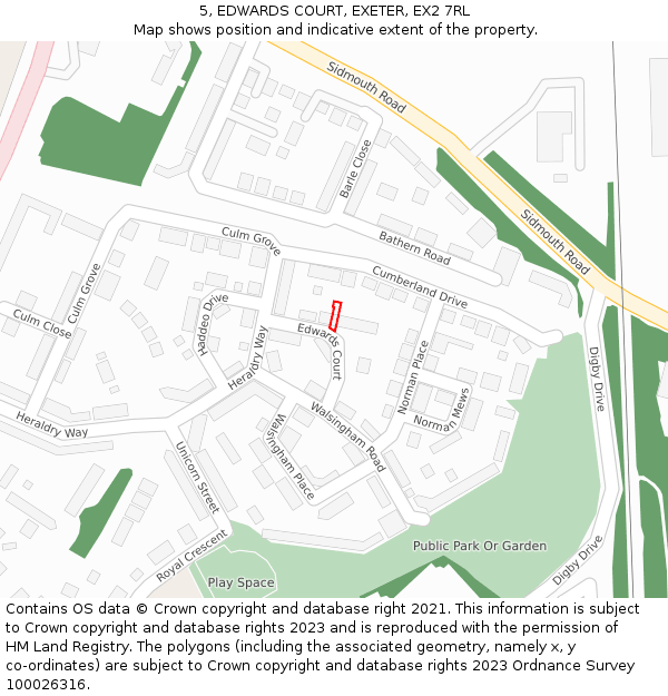 5, EDWARDS COURT, EXETER, EX2 7RL: Location map and indicative extent of plot