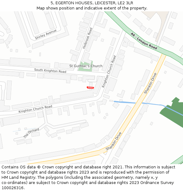 5, EGERTON HOUSES, LEICESTER, LE2 3LR: Location map and indicative extent of plot