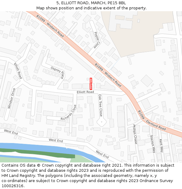 5, ELLIOTT ROAD, MARCH, PE15 8BL: Location map and indicative extent of plot