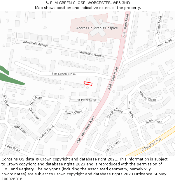 5, ELM GREEN CLOSE, WORCESTER, WR5 3HD: Location map and indicative extent of plot