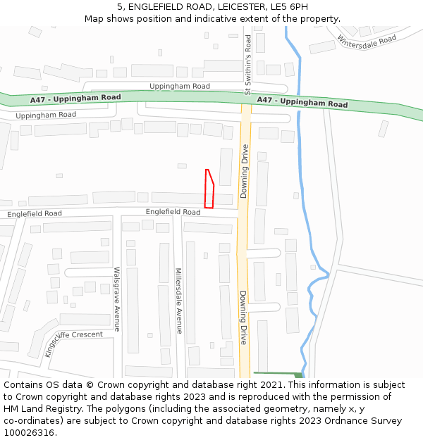 5, ENGLEFIELD ROAD, LEICESTER, LE5 6PH: Location map and indicative extent of plot