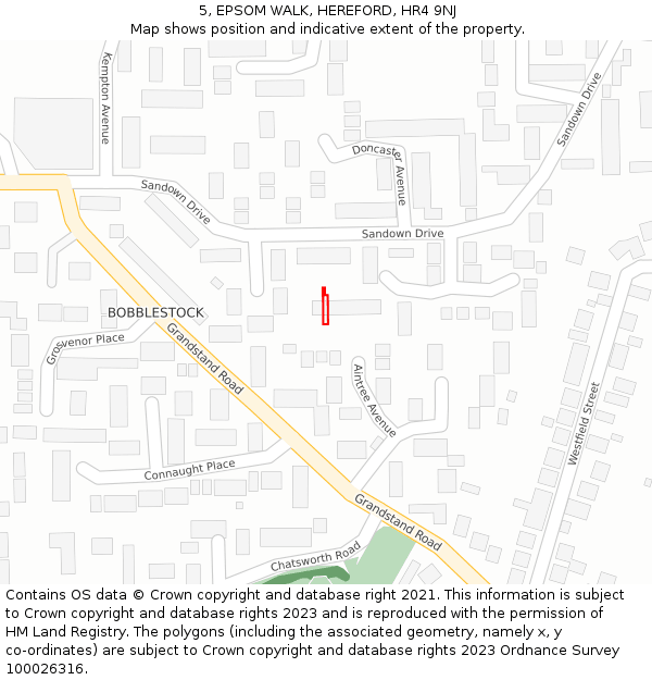 5, EPSOM WALK, HEREFORD, HR4 9NJ: Location map and indicative extent of plot