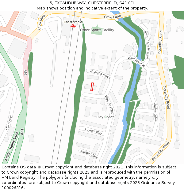 5, EXCALIBUR WAY, CHESTERFIELD, S41 0FL: Location map and indicative extent of plot