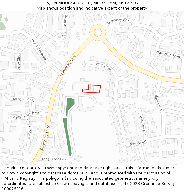 5, FARMHOUSE COURT, MELKSHAM, SN12 6FG: Location map and indicative extent of plot