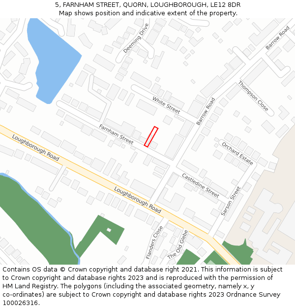 5, FARNHAM STREET, QUORN, LOUGHBOROUGH, LE12 8DR: Location map and indicative extent of plot