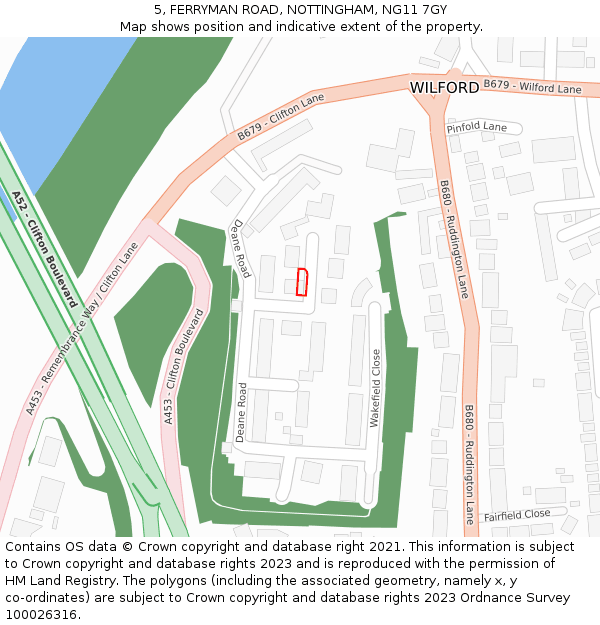 5, FERRYMAN ROAD, NOTTINGHAM, NG11 7GY: Location map and indicative extent of plot