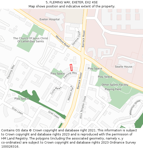 5, FLEMING WAY, EXETER, EX2 4SE: Location map and indicative extent of plot