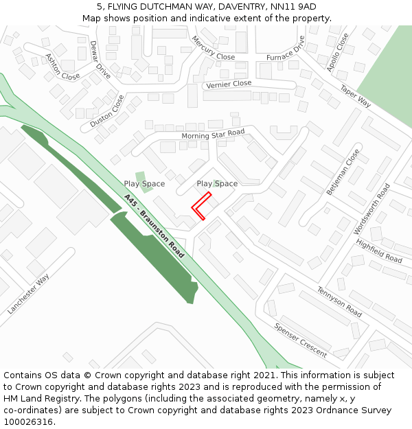 5, FLYING DUTCHMAN WAY, DAVENTRY, NN11 9AD: Location map and indicative extent of plot