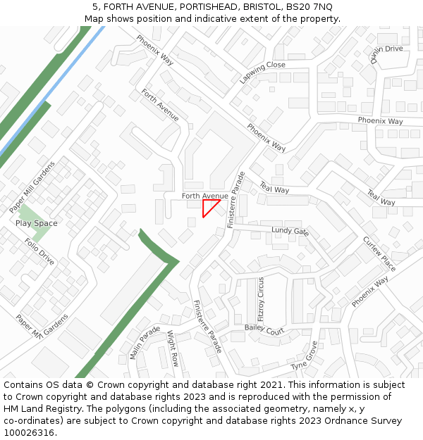 5, FORTH AVENUE, PORTISHEAD, BRISTOL, BS20 7NQ: Location map and indicative extent of plot