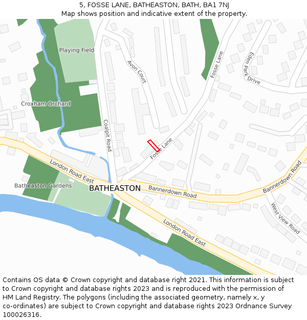5, FOSSE LANE, BATHEASTON, BATH, BA1 7NJ: Location map and indicative extent of plot