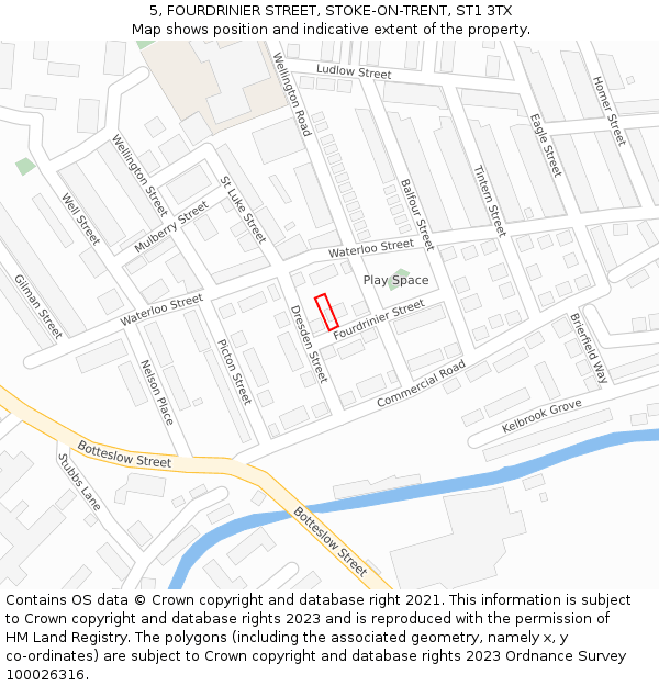 5, FOURDRINIER STREET, STOKE-ON-TRENT, ST1 3TX: Location map and indicative extent of plot