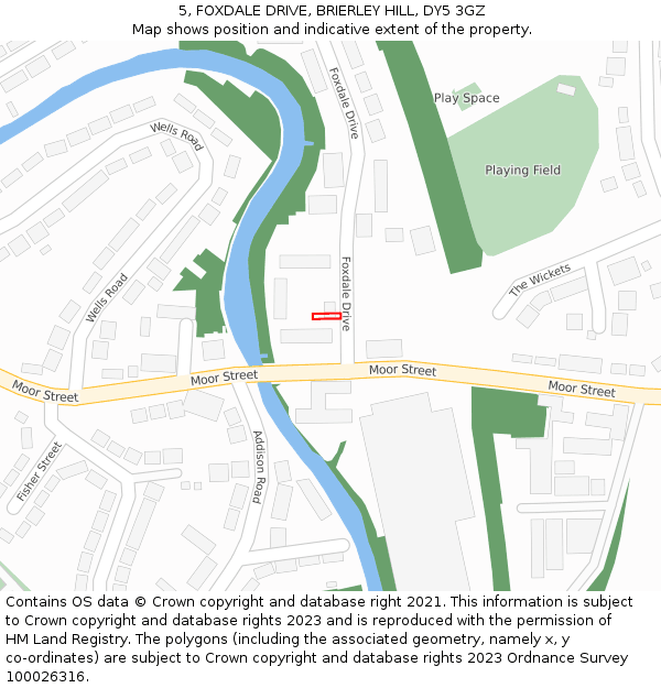 5, FOXDALE DRIVE, BRIERLEY HILL, DY5 3GZ: Location map and indicative extent of plot