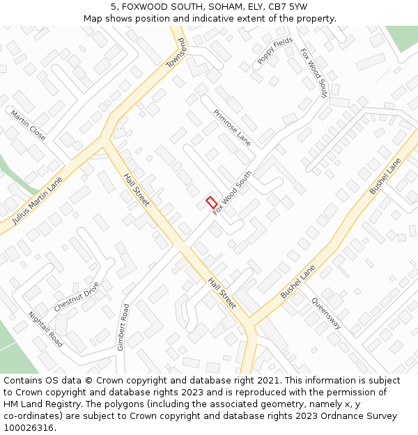 5, FOXWOOD SOUTH, SOHAM, ELY, CB7 5YW: Location map and indicative extent of plot