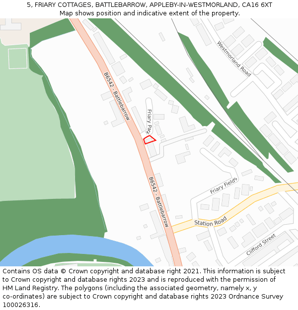 5, FRIARY COTTAGES, BATTLEBARROW, APPLEBY-IN-WESTMORLAND, CA16 6XT: Location map and indicative extent of plot