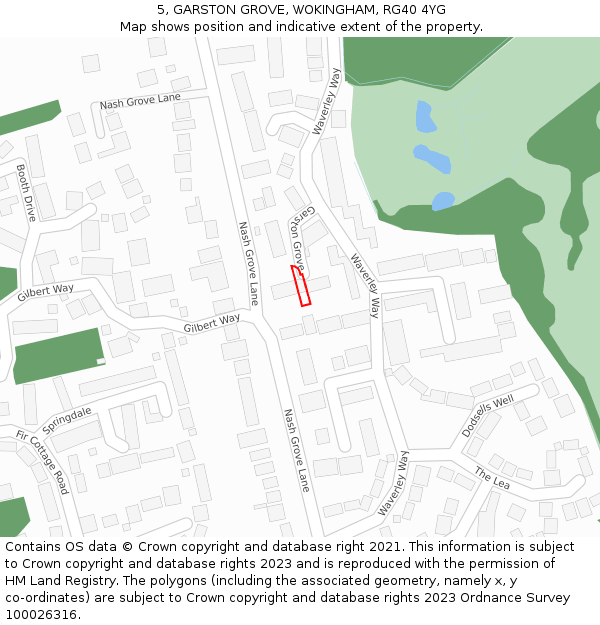 5, GARSTON GROVE, WOKINGHAM, RG40 4YG: Location map and indicative extent of plot
