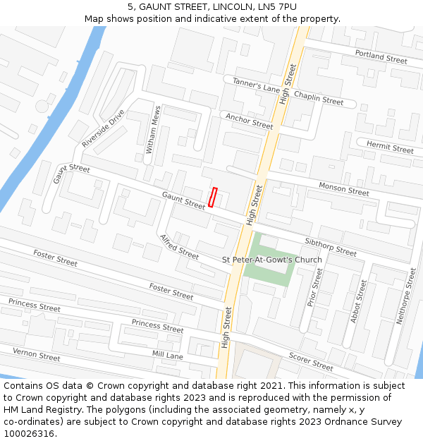 5, GAUNT STREET, LINCOLN, LN5 7PU: Location map and indicative extent of plot