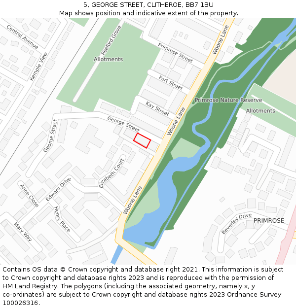 5, GEORGE STREET, CLITHEROE, BB7 1BU: Location map and indicative extent of plot