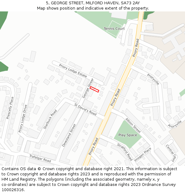 5, GEORGE STREET, MILFORD HAVEN, SA73 2AY: Location map and indicative extent of plot
