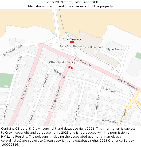 5, GEORGE STREET, RYDE, PO33 2EB: Location map and indicative extent of plot