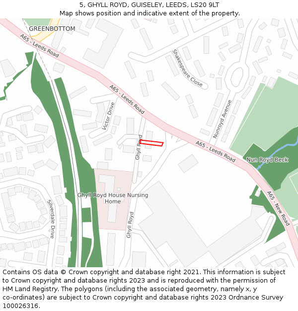 5, GHYLL ROYD, GUISELEY, LEEDS, LS20 9LT: Location map and indicative extent of plot