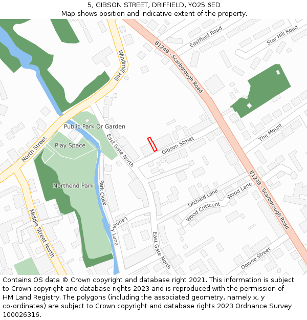 5, GIBSON STREET, DRIFFIELD, YO25 6ED: Location map and indicative extent of plot