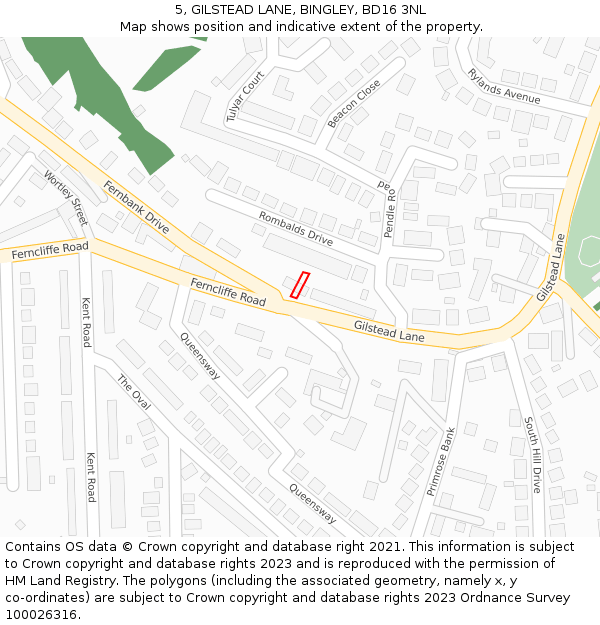5, GILSTEAD LANE, BINGLEY, BD16 3NL: Location map and indicative extent of plot
