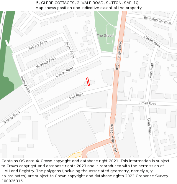 5, GLEBE COTTAGES, 2, VALE ROAD, SUTTON, SM1 1QH: Location map and indicative extent of plot