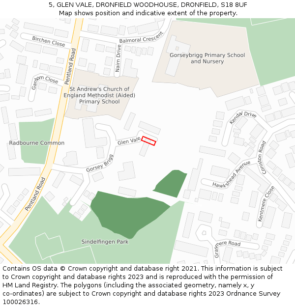 5, GLEN VALE, DRONFIELD WOODHOUSE, DRONFIELD, S18 8UF: Location map and indicative extent of plot