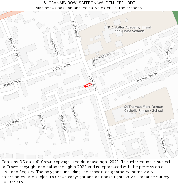 5, GRANARY ROW, SAFFRON WALDEN, CB11 3DF: Location map and indicative extent of plot