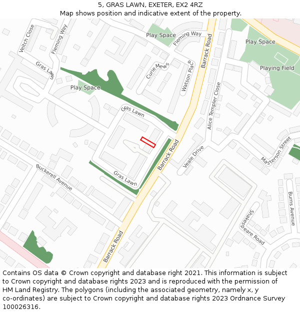 5, GRAS LAWN, EXETER, EX2 4RZ: Location map and indicative extent of plot