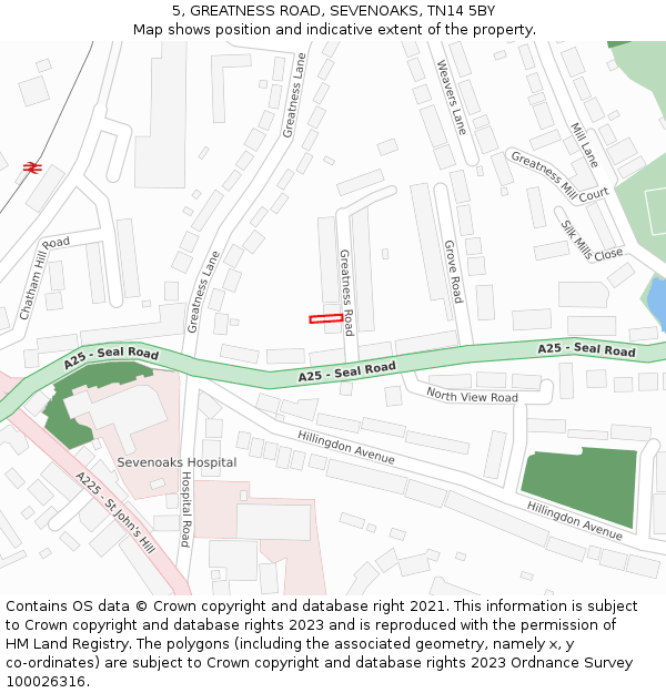 5, GREATNESS ROAD, SEVENOAKS, TN14 5BY: Location map and indicative extent of plot