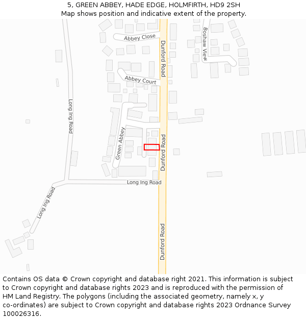 5, GREEN ABBEY, HADE EDGE, HOLMFIRTH, HD9 2SH: Location map and indicative extent of plot