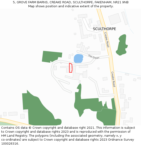 5, GROVE FARM BARNS, CREAKE ROAD, SCULTHORPE, FAKENHAM, NR21 9NB: Location map and indicative extent of plot