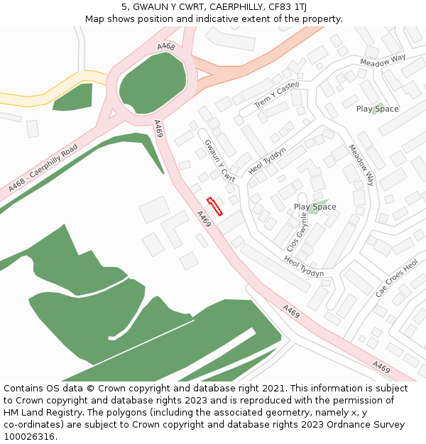5, GWAUN Y CWRT, CAERPHILLY, CF83 1TJ: Location map and indicative extent of plot