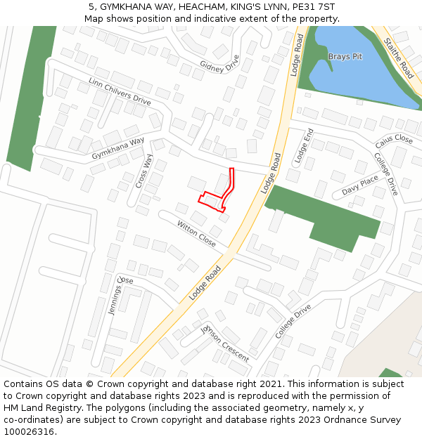 5, GYMKHANA WAY, HEACHAM, KING'S LYNN, PE31 7ST: Location map and indicative extent of plot