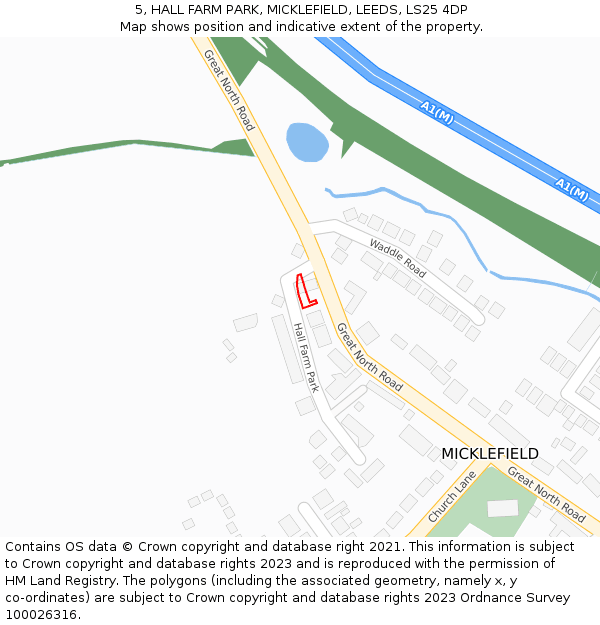 5, HALL FARM PARK, MICKLEFIELD, LEEDS, LS25 4DP: Location map and indicative extent of plot