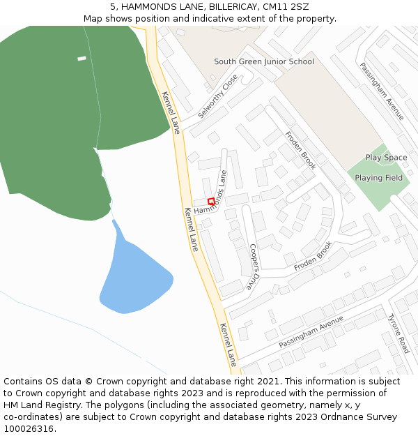5, HAMMONDS LANE, BILLERICAY, CM11 2SZ: Location map and indicative extent of plot