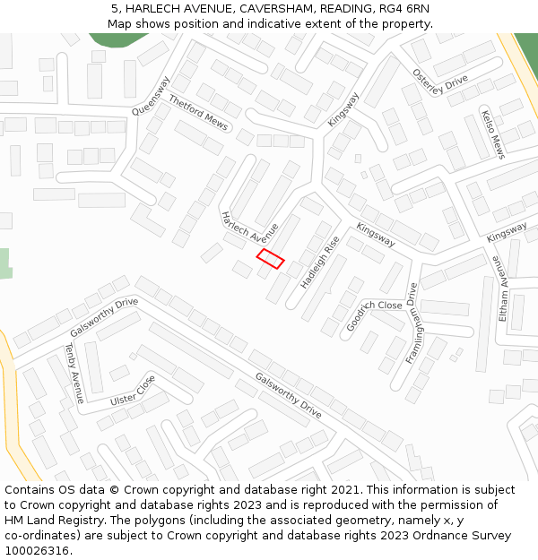 5, HARLECH AVENUE, CAVERSHAM, READING, RG4 6RN: Location map and indicative extent of plot