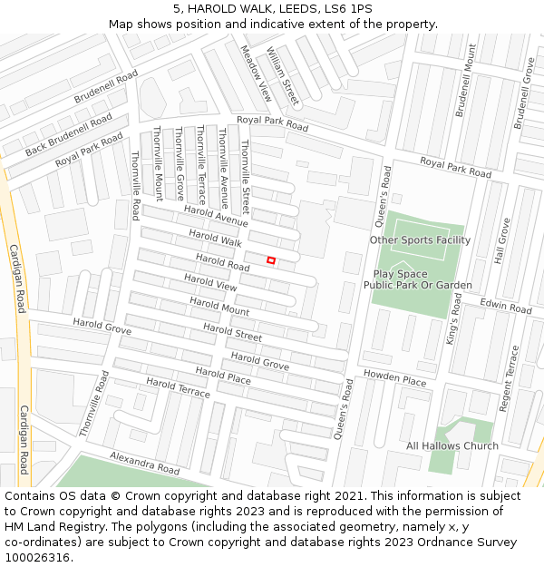 5, HAROLD WALK, LEEDS, LS6 1PS: Location map and indicative extent of plot